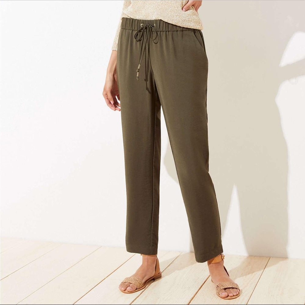 olive green - size small - Loft drawstring pants